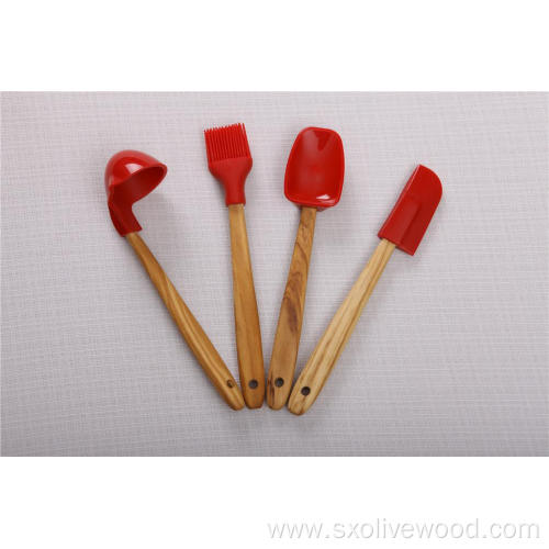 Silicone Utensil With Olive Wood Handle